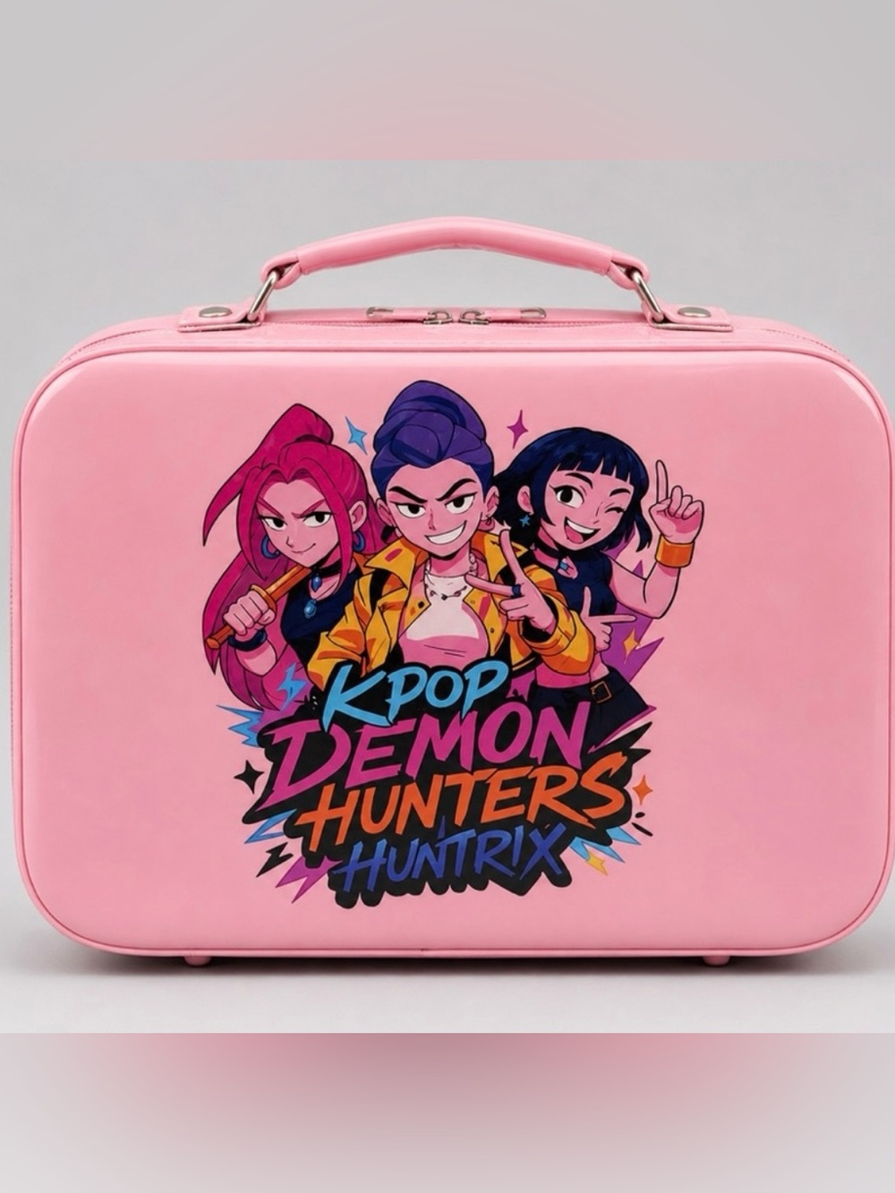 KPOP Demon Hunters Huntrix Pink Mini Storage Case / Makeup Train Case